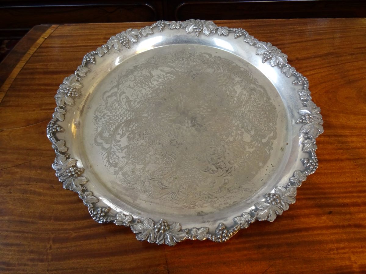 19th Century Silver Plate Round Salver